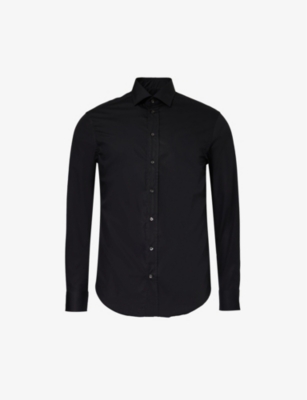 EMPORIO ARMANI: Curved-hem regular-fit cotton shirt