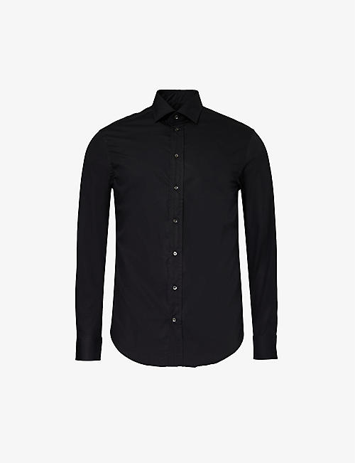 EMPORIO ARMANI: Curved-hem regular-fit cotton shirt