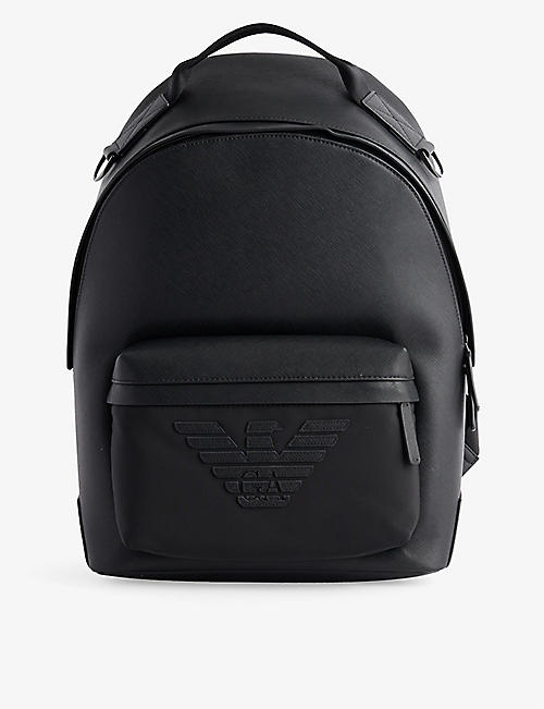EMPORIO ARMANI: Brand-appliqué leather backpack