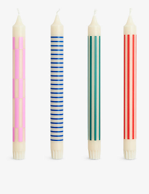 HAY: Graphic-pattern wax candles set of four