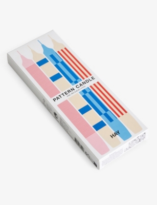 HAY: Graphic-pattern wax candles set of four