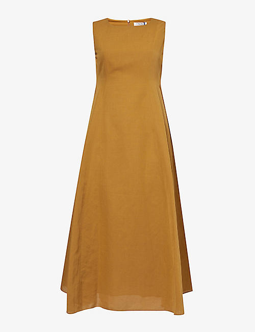 S MAX MARA: Amelie relaxed-fit cotton and linen-blend midi dress