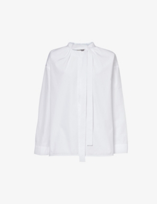 Shop 's Max Mara S Max Mara Women's White Filippa Tie-neck Cotton-poplin Shirt