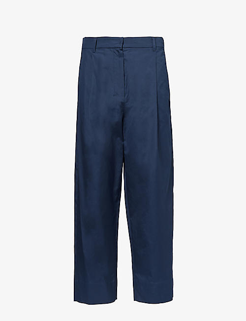 S MAX MARA: Attilio straight-leg high-rise cotton-poplin trousers