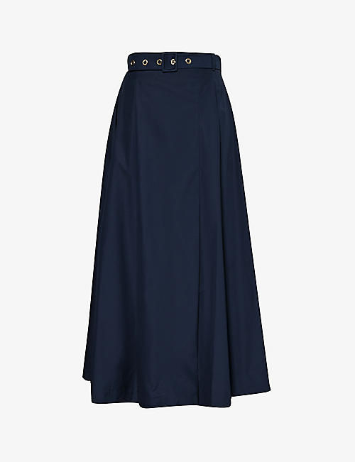 S MAX MARA: Gilda A-line high-rise cotton midi skirt