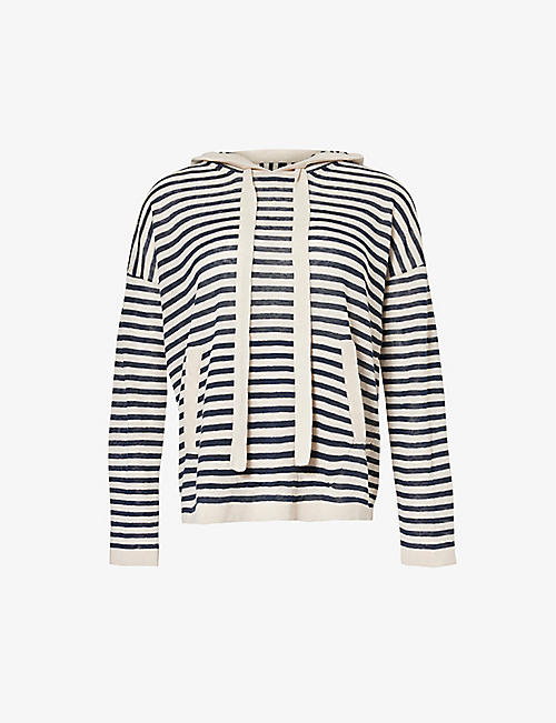 S MAX MARA: Limosa striped linen-knit hooded jumper