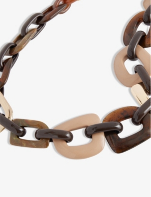 Shop 's Max Mara S Max Mara Women's Striped Brown Chunky-link Metallic Resin And Metal Necklace