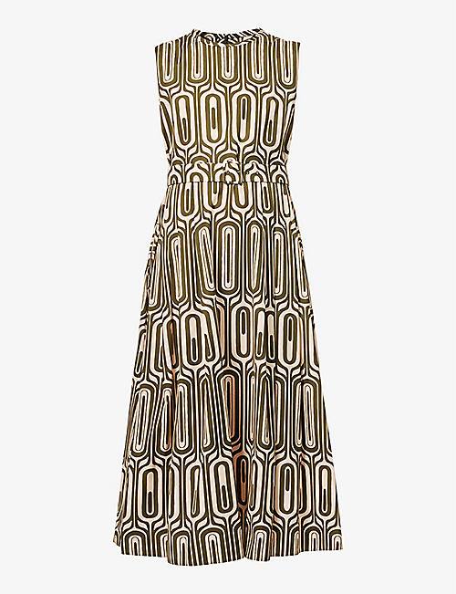 S MAX MARA: Andreis abstract-pattern cotton-poplin maxi dress