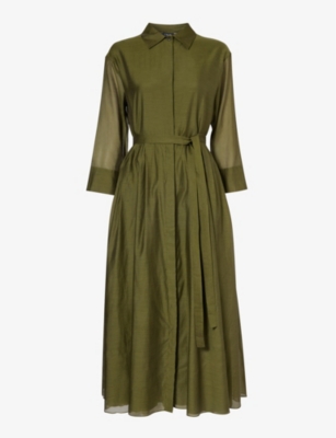S MAX MARA: Sial spread-collar relaxed-fit cotton and silk-blend midi dress