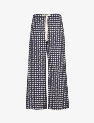 S MAX MARA: Scacco abstract-print straight-leg cotton-poplin trousers