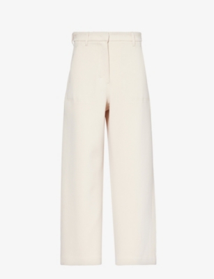 S MAX MARA: Cupola wide-leg mid-rise cotton-blend trousers