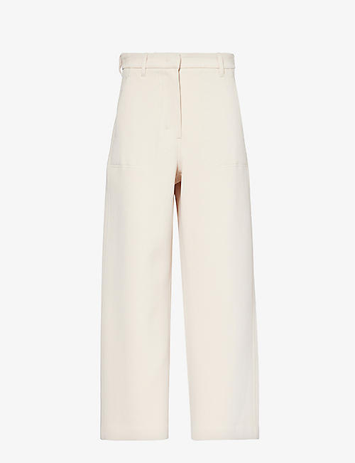 S MAX MARA: Cupola wide-leg mid-rise cotton-blend trousers