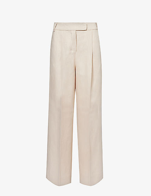 S MAX MARA: Lira wide-leg high-rise linen trousers