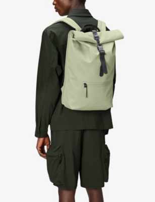 Shop Rains Roll-top Waterproof Shell Backpack In 08 Earth