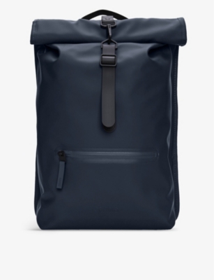Rains Womens 47 Navy Roll-top Waterproof Shell Backpack In Blue