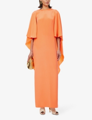 Shop Max Mara Elegante Women's Coral Baleari Cape-sleeve Silk Gown