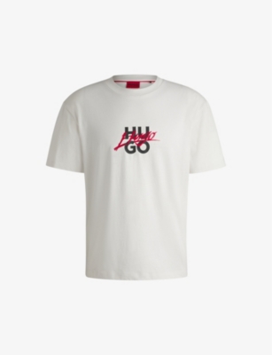 HUGO: Double-logo relaxed-fit cotton-jersey T-shirt