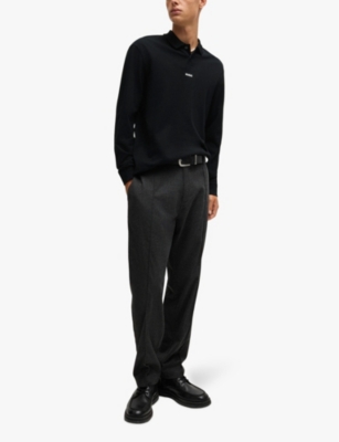 HUGO: Logo-print relaxed-fit cotton-piqué polo shirt