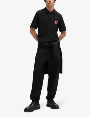 HUGO: Double-logo cotton-piqué polo shirt