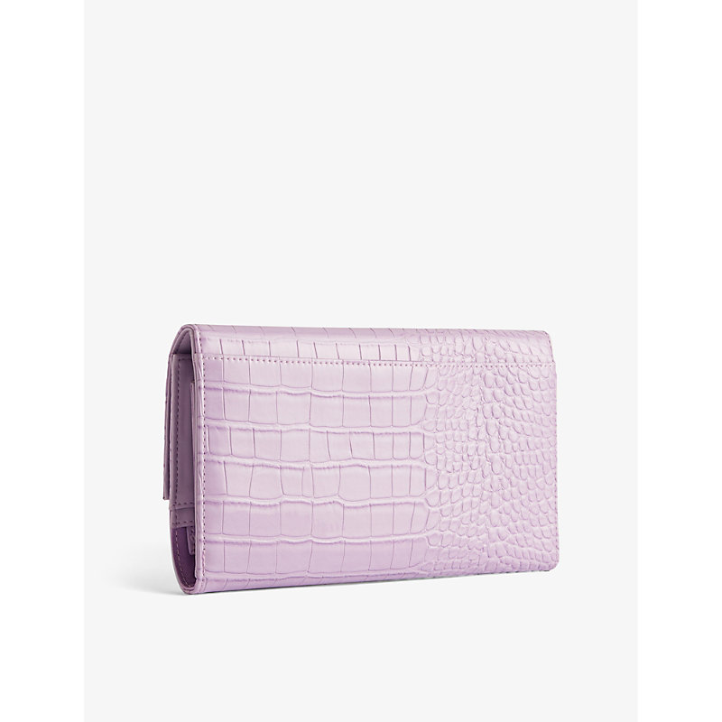 Shop Ted Baker Abbiiss Croc-effect Faux-leather Travel Wallet In Lilac