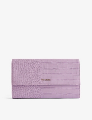 TED BAKER: Abbiiss croc-effect faux-leather travel wallet