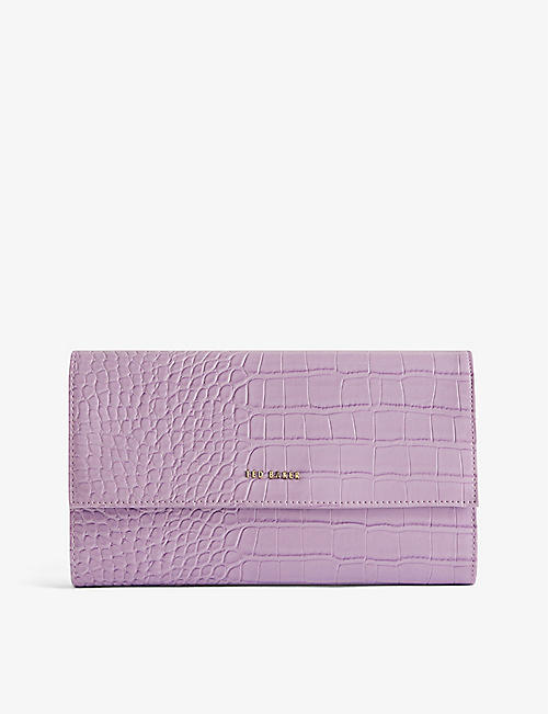 TED BAKER: Abbiiss croc-effect faux-leather travel wallet