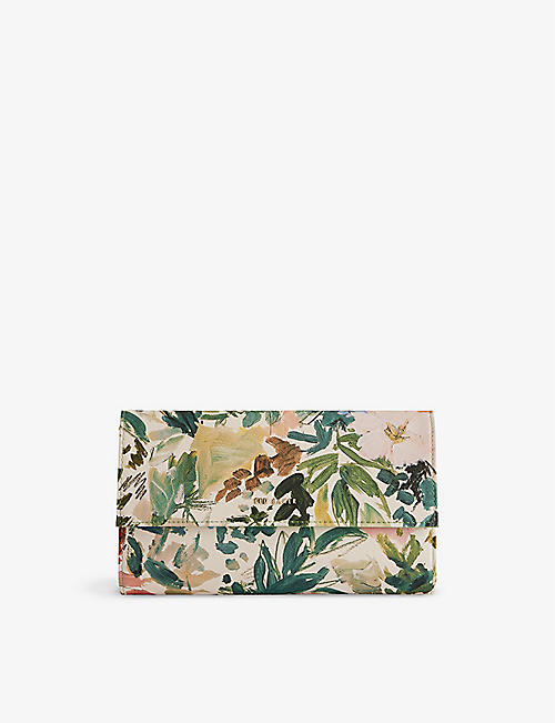 TED BAKER: Lettaas floral-print faux-leather travel wallet
