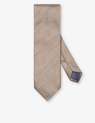 Shop Eton Solid Silk-blend Tie In Beige