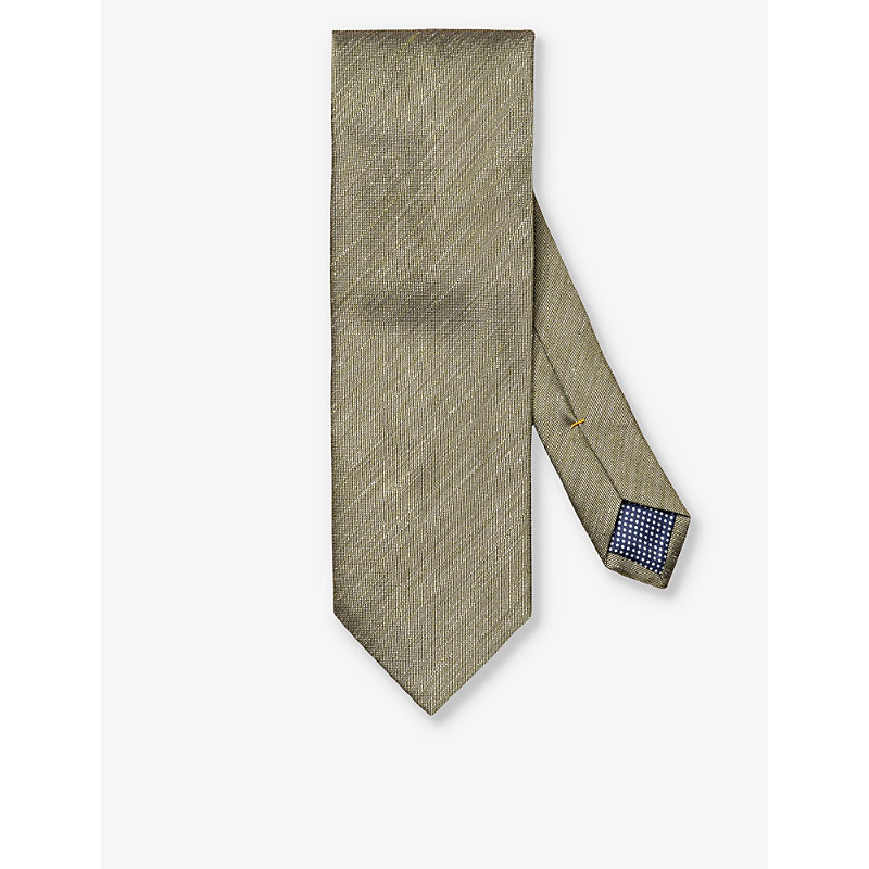 Eton Mens Mid Green Solid Silk-blend Tie