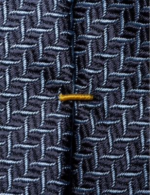 Shop Eton Men's Navy Blue Geometric Keep-loop Silk Tie