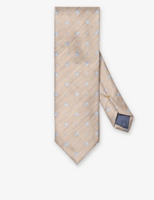 ETON: Floral keep-loop silk and linen tie