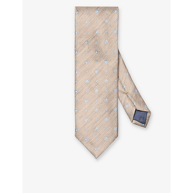 Shop Eton Men's Beige Floral Keep-loop Silk And Linen Tie