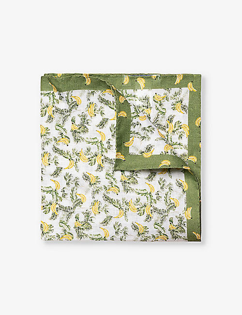 ETON: Graphic-print linen pocket square