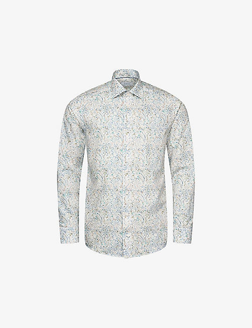 ETON: Paisley-print slim-fit cotton-blend shirt