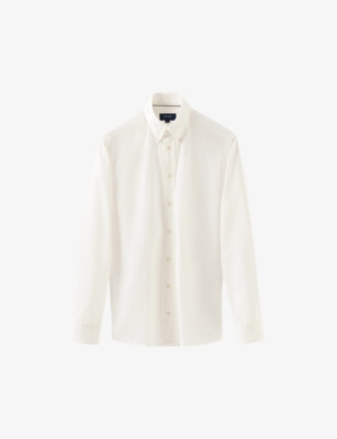 Eton Mens Off-white Buttoned-collar Slim-fit Denim Shirt