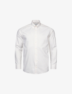 Eton Mens Beige Bengal Stripe Regular-fit Cotton Oxford Shirt