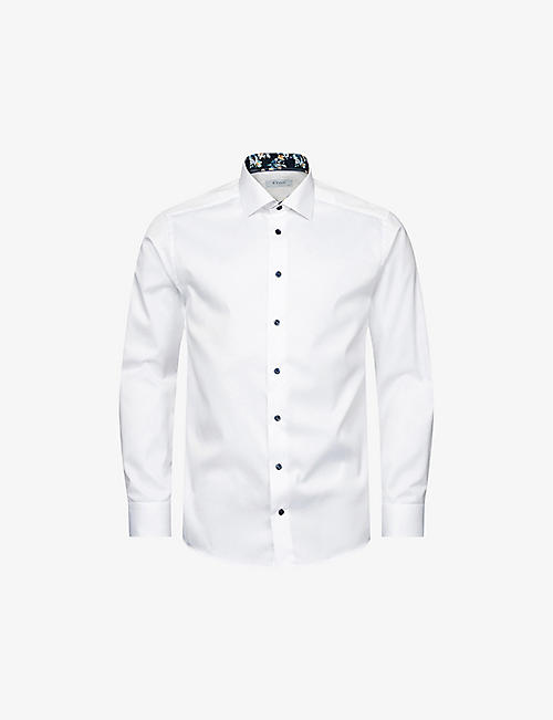ETON: Floral-collar slim-fit signature organic cotton-twill shirt