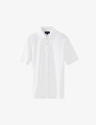 Shop Eton Mens White Short-sleeved Regular-fit Cotton-piqué Polo Shirt