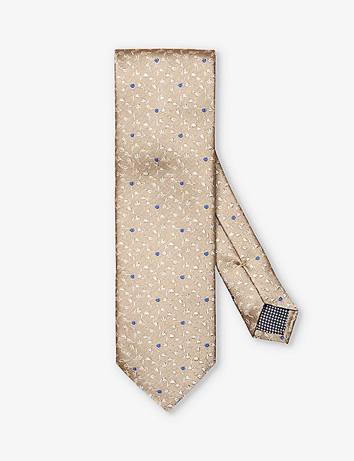 ETON: Floral graphic-pattern silk tie