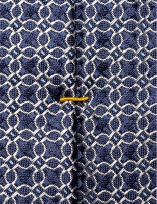 Shop Eton Men's Vy Blue Patterned Silk Tie In Navy Blue