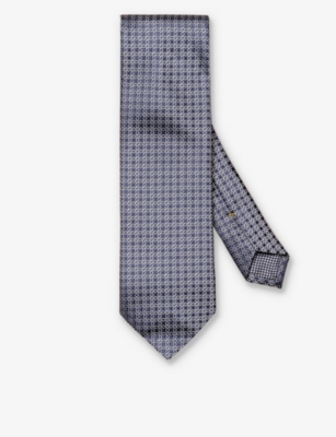 Shop Eton Patterned Silk Tie In Navy Blue