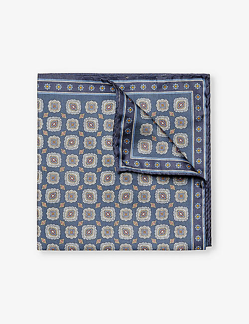 ETON: Medallion-print silk pocket square