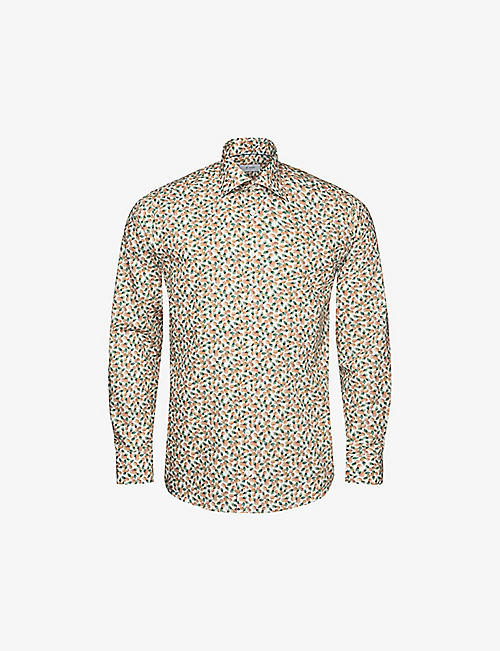 ETON: Graphic-print slim-fit cotton-blend shirt