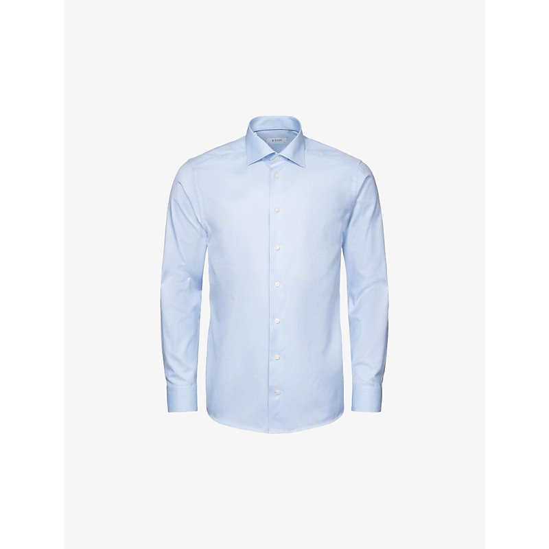Eton Mens Light Blue Signature Twill Slim-fit Cotton Shirt