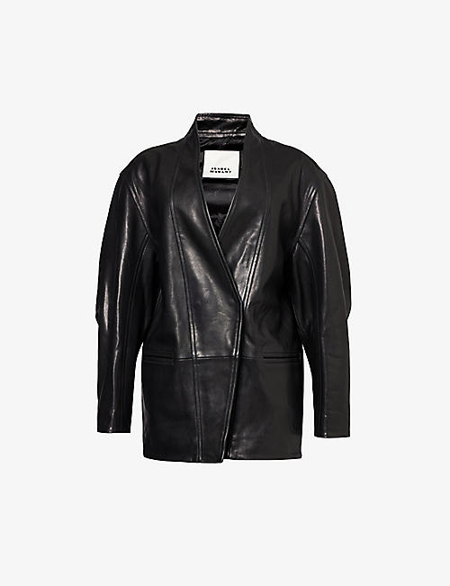 ISABEL MARANT: Ikena V-neck leather jacket