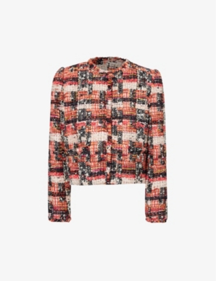 Shop Isabel Marant Women's Shell Pink/ecru Zingya Regular-fit Tweed Jacket