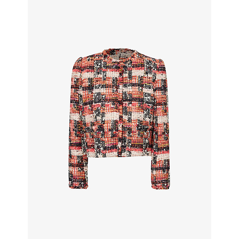 Shop Isabel Marant Women's Shell Pink/ecru Zingya Regular-fit Tweed Jacket