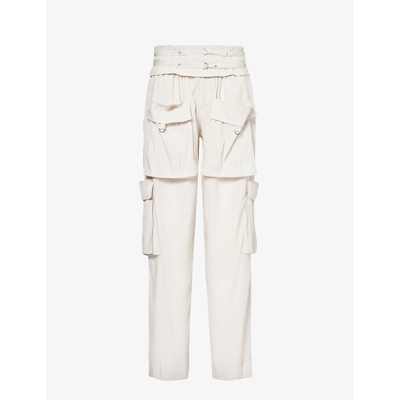 Shop Isabel Marant Women's Chalk Hadja Cargo-pocket Woven Trousers