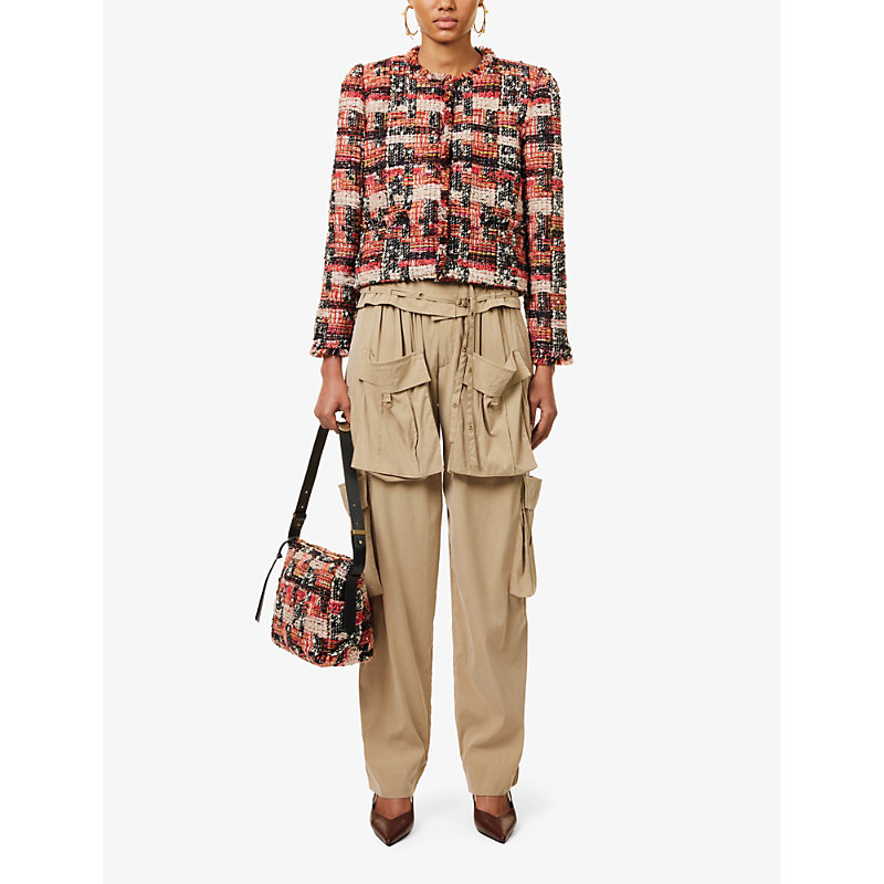 Shop Isabel Marant Women's Khaki Hadja Cargo-pocket Woven Trousers