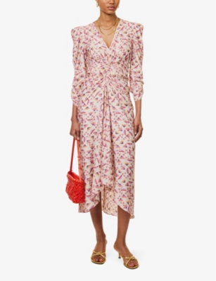 Shop Isabel Marant Albini Graphic-pattern Crepe Maxi Dress In Ecru/multicolor